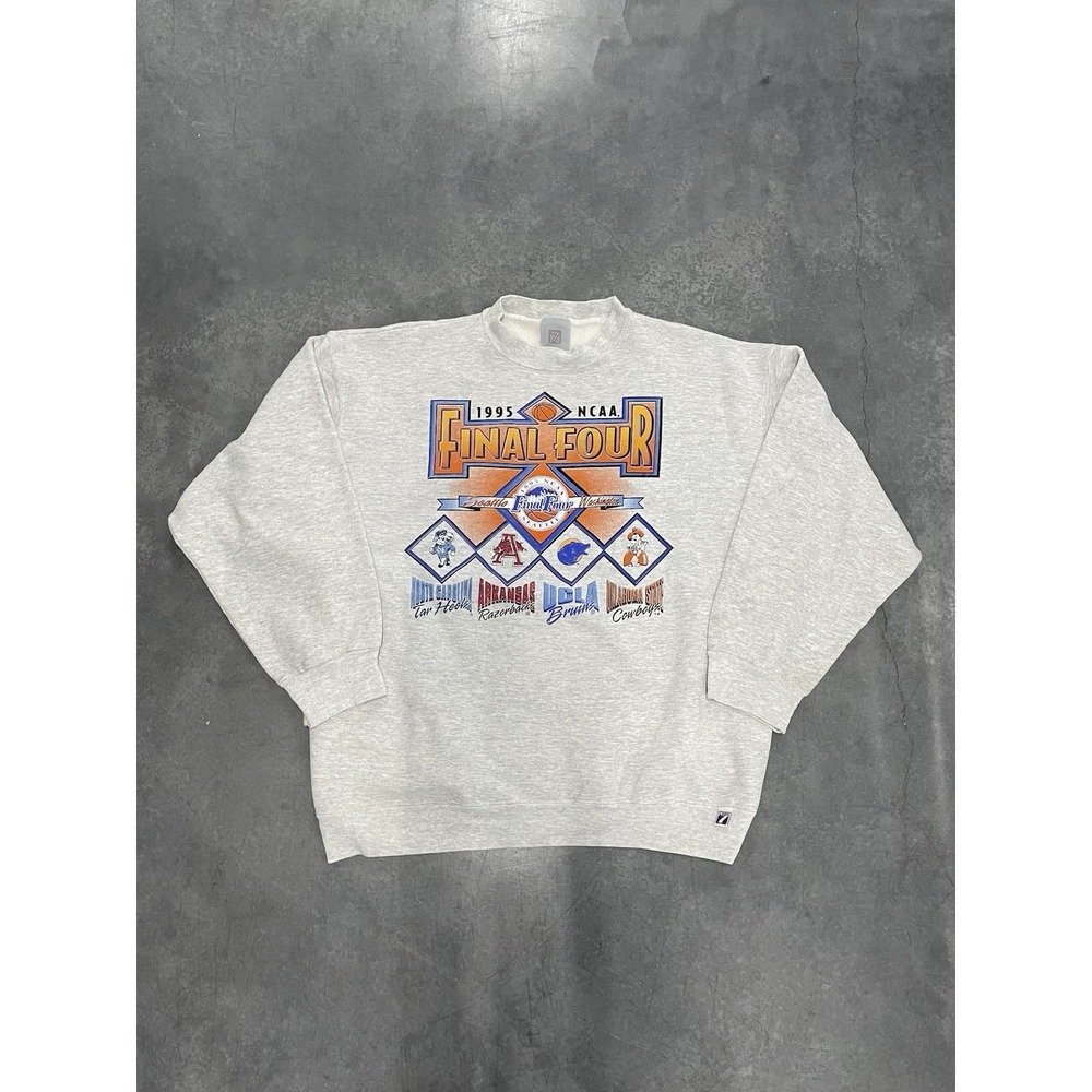 Vintage NCAA Final Four 1995 Logo 7 Grey Pullover Sweatshirt 2XL Basketball